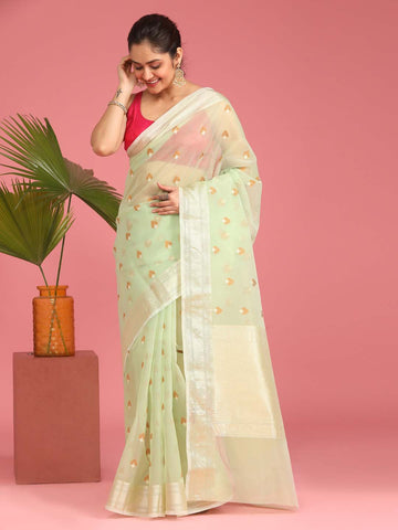 MINT MOTIF (BANARASI COTTON BLEND SAREE)