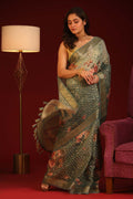 Indethnic Banarasi Green Ombre Printed Party Wear Saree - View 1