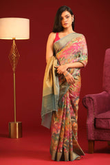 COLOUR BURSTS (BANARASI COTTON BLEND SAREE)