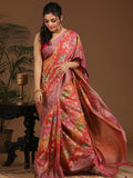 Indethnic Banarasi Multi Woven Design Printed Party Wear Saree - View 1