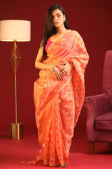 TANGERINE TANGO (BANARASI COTTON BLEND SAREE)