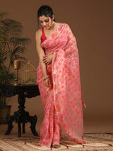 BLUSHING MOTIF (BANARASI COTTON BLEND SAREE)