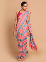 COLOR BLOCK THREADS (BANARASI LINEN SAREE)