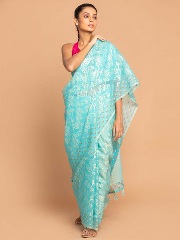 COBALT COOL (BANARASI COTTON BLEND SAREE)