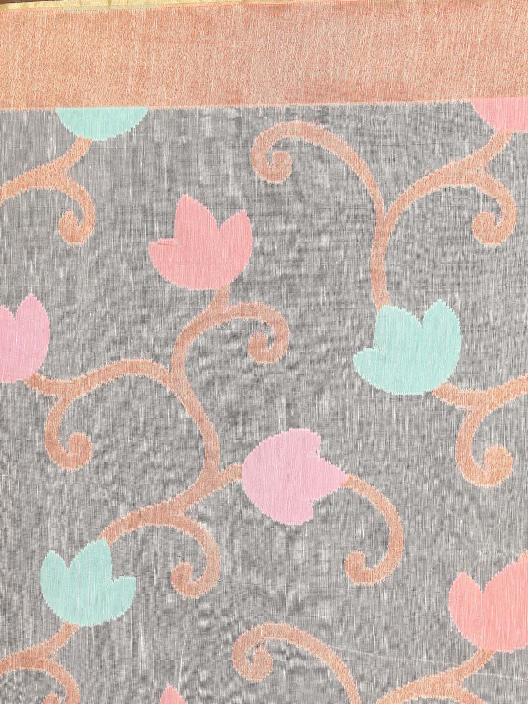 Indethnic Banarasi White Woven Design Work Wear Saree - Saree Detail View