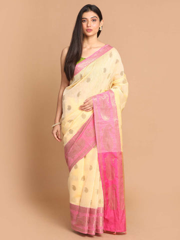 ETHEREAL TAUPE ELEGANCE (BANARASI LINEN SAREE)