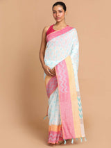 SAPPHIRE SYMPHONY (BANARASI LINEN SAREE)