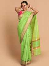 SPLASH OF LIME (BANARASI LINEN SAREE)