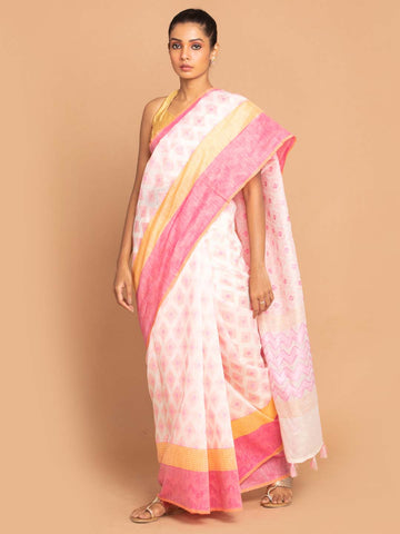 PERWINKLE (BANARASI LINEN SAREE)