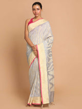 ETHEREAL SLATE (BANARASI LINEN SAREE)
