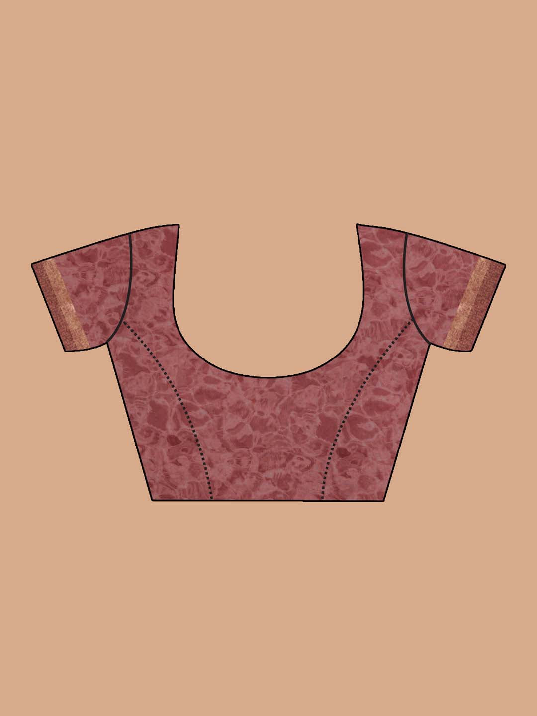 Indethnic Banarasi Coral Printed Party Wear Saree - Blouse Piece View