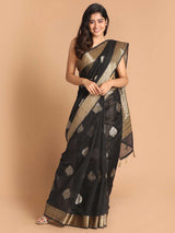BLACK OPAL (BANARASI COTTON BLEND SAREE)