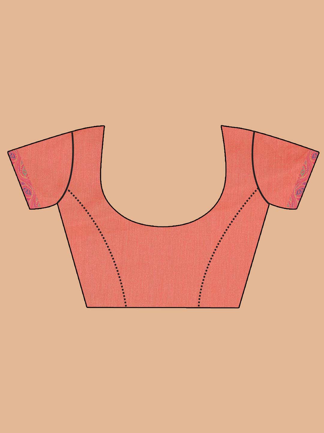 Indethnic Banarasi Orange Solid Party Wear Saree - Blouse Piece View