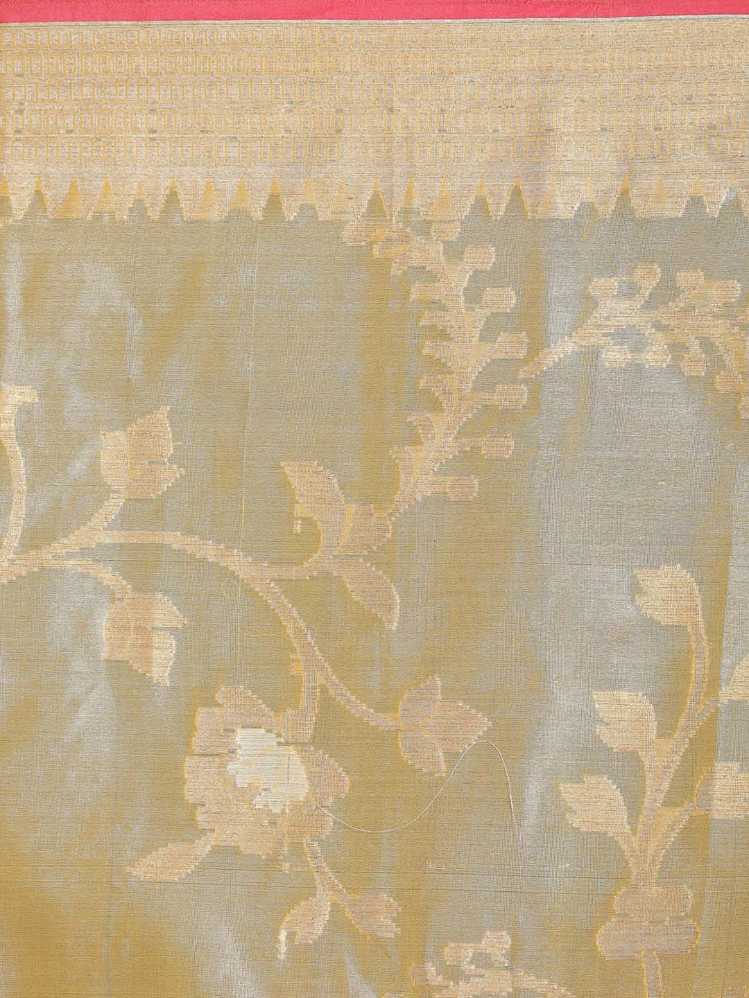 Indethnic Banarasi Yellow Woven Design Party Wear Saree - Saree Detail View