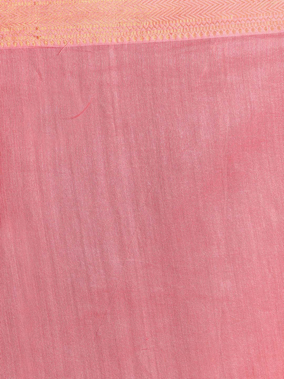 Indethnic Banarasi Coral Solid Work Wear Saree - Saree Detail View