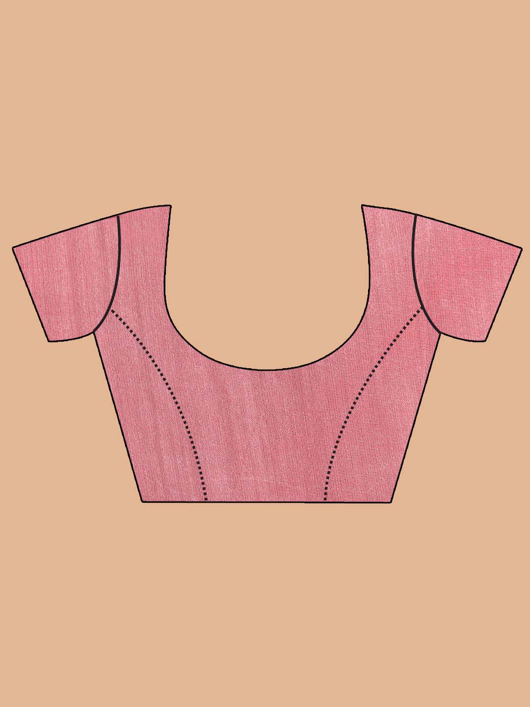 Indethnic Banarasi Coral Solid Work Wear Saree - Blouse Piece View