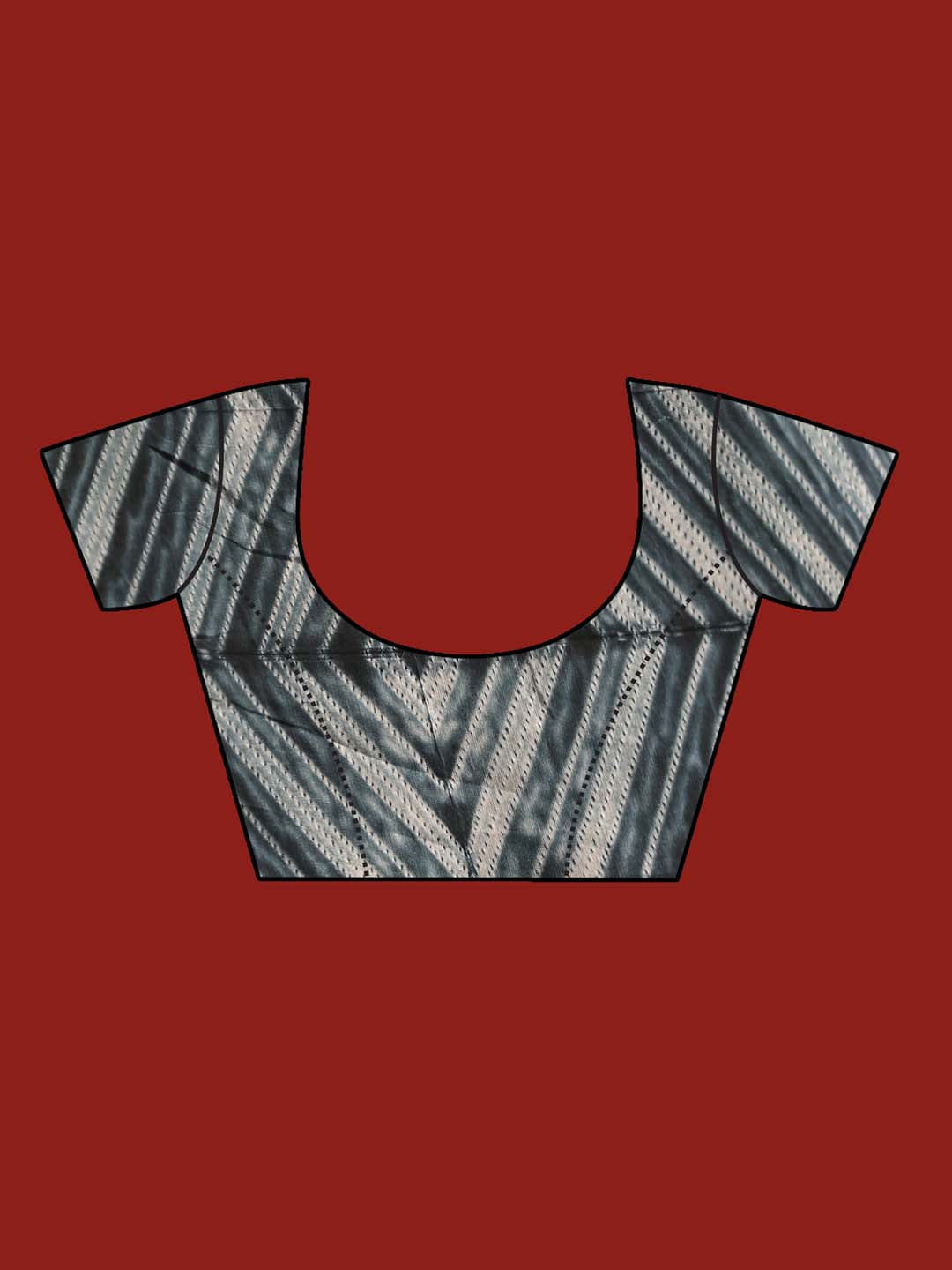 Indethnic Shibori Silk Cotton Saree in Black - Blouse Piece View