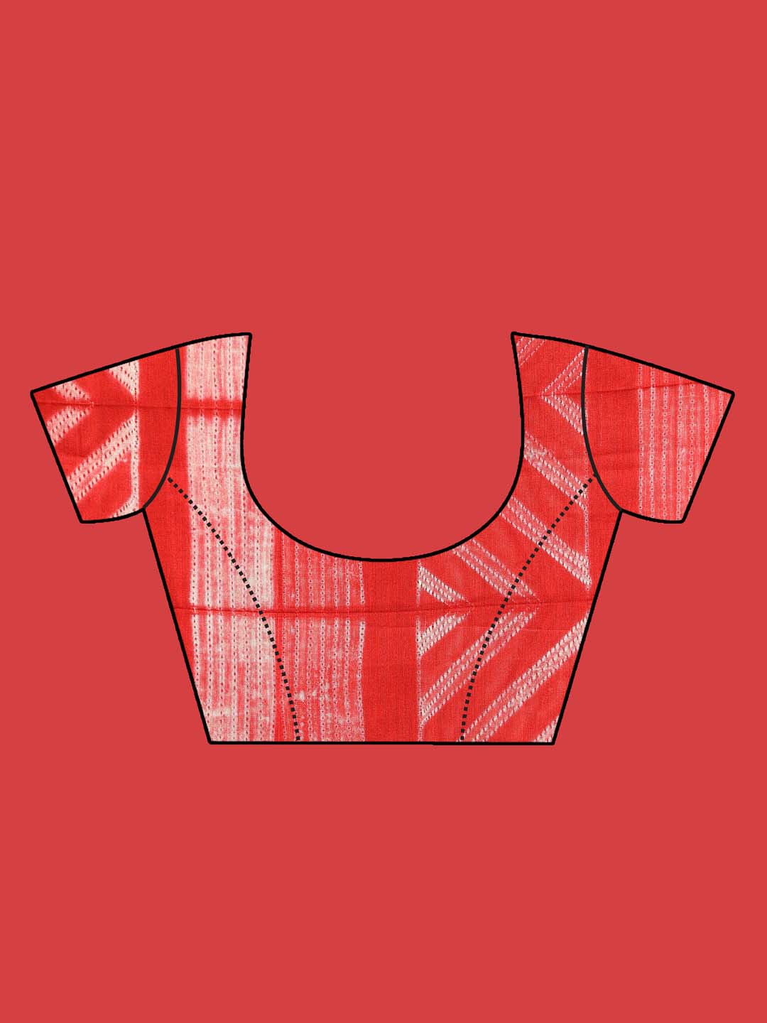 Indethnic Shibori Silk Cotton Saree in Green - Blouse Piece View