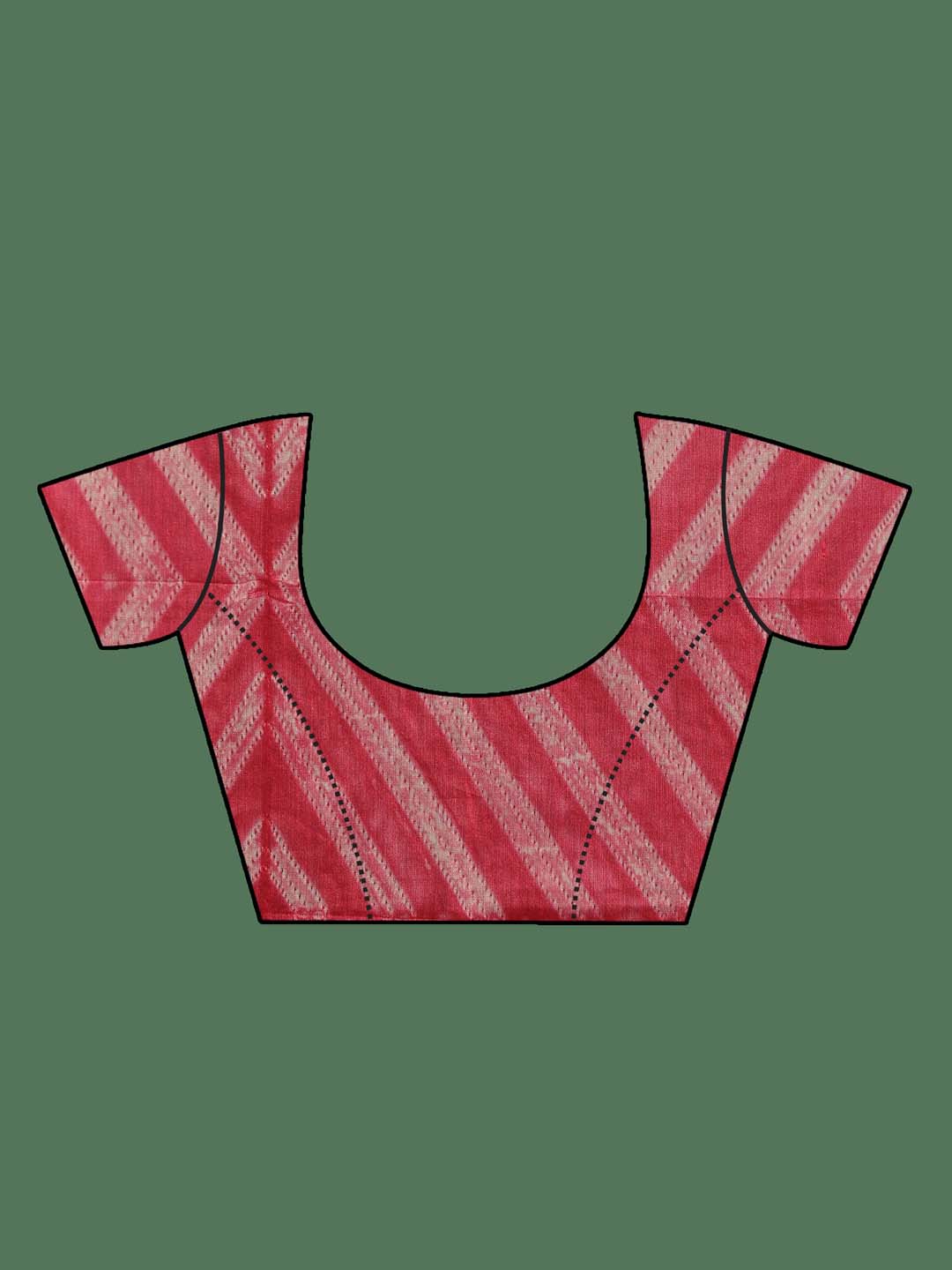 Indethnic Shibori Silk Cotton Saree in Pink - Blouse Piece View