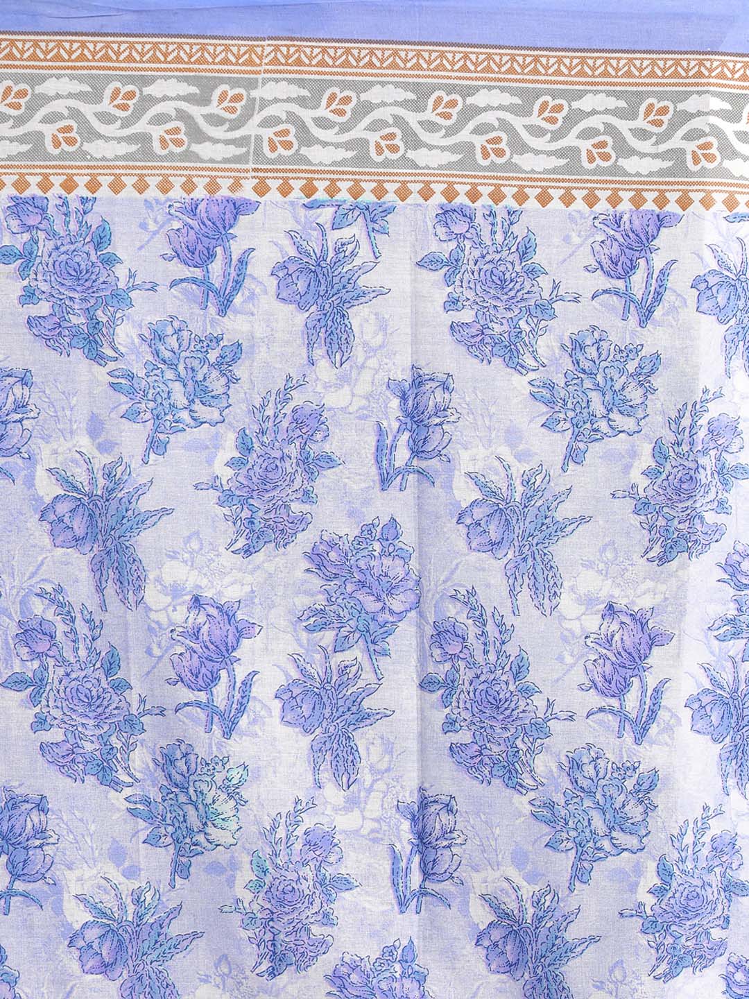 Indethnic Printed Pure Cotton Saree in Lavendar - Saree Detail View