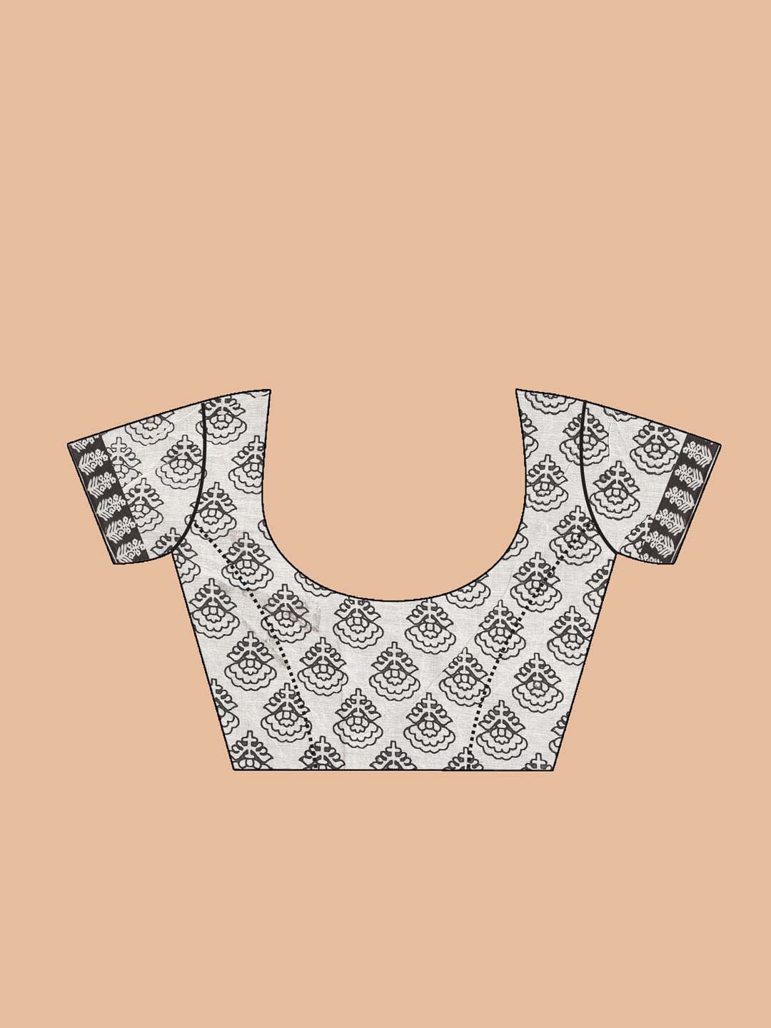 Indethnic Printed Pure Cotton Saree in Maroon - Blouse Piece View