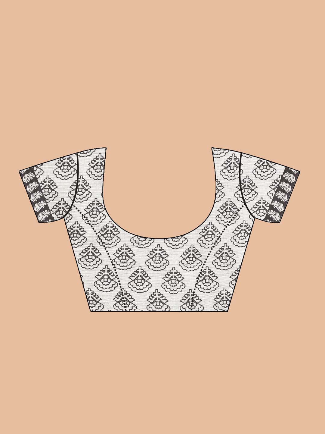 Indethnic Printed Pure Cotton Saree in Maroon - Blouse Piece View