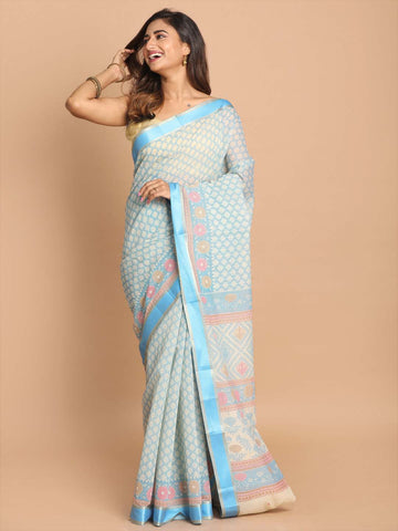 CHEERFUL BLUE (GADWAL COTTON BLEND SAREE)