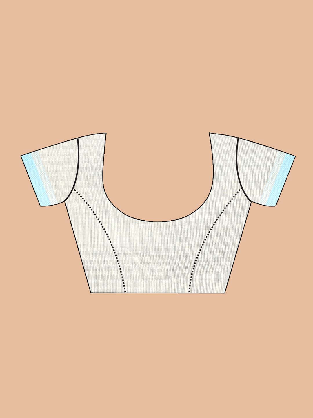 Indethnic Printed Cotton Blend Saree in Blue - Blouse Piece View