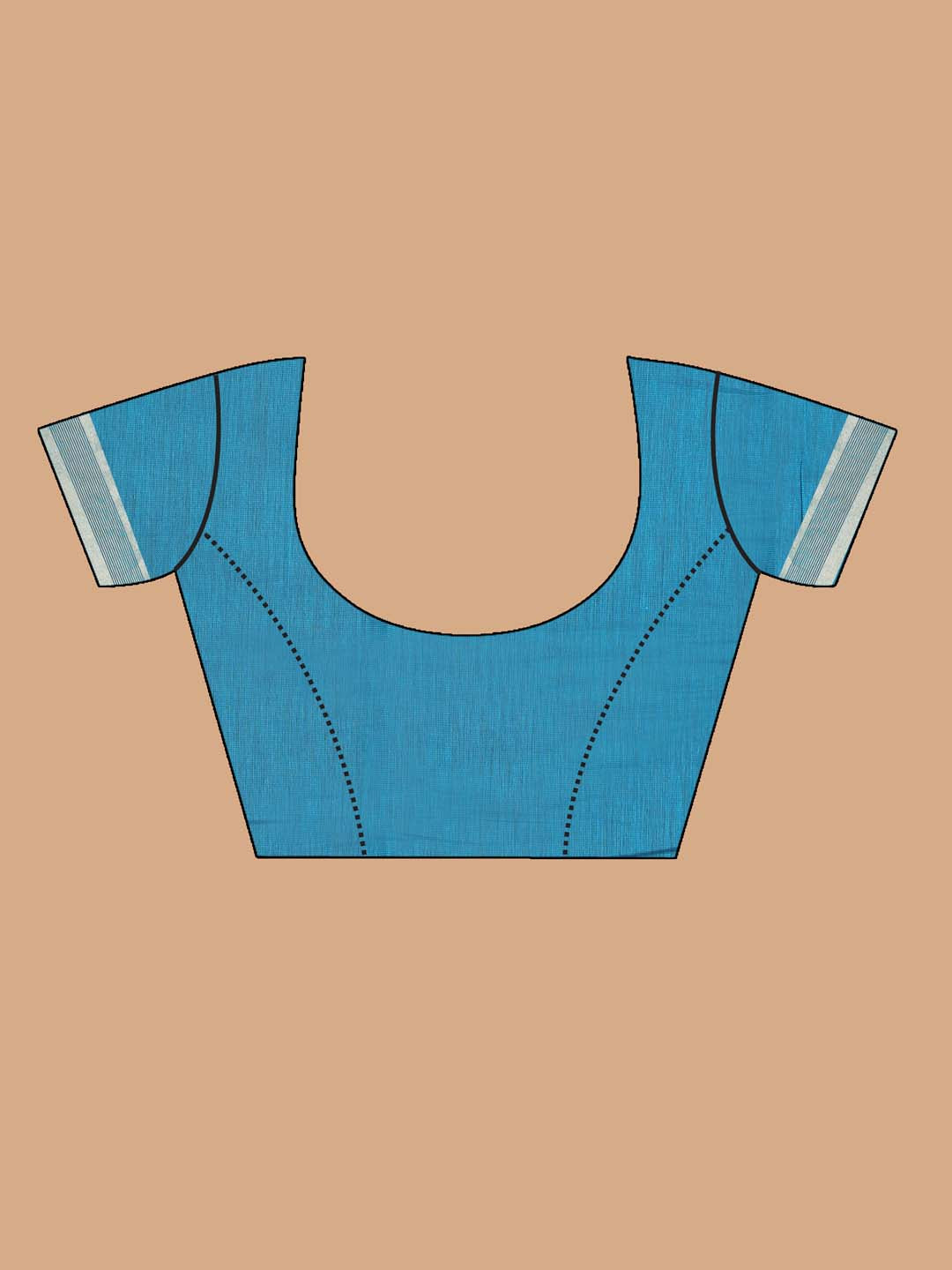 Indethnic Printed Cotton Blend Saree in Blue - Blouse Piece View