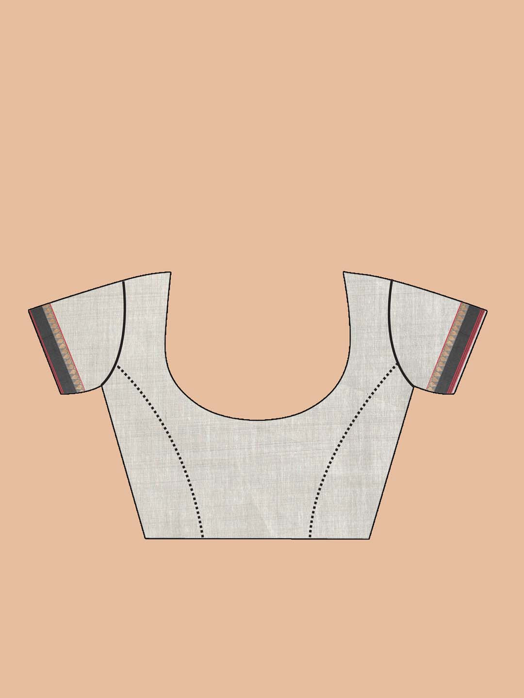 Indethnic Printed Cotton Blend Saree in Grey - Blouse Piece View