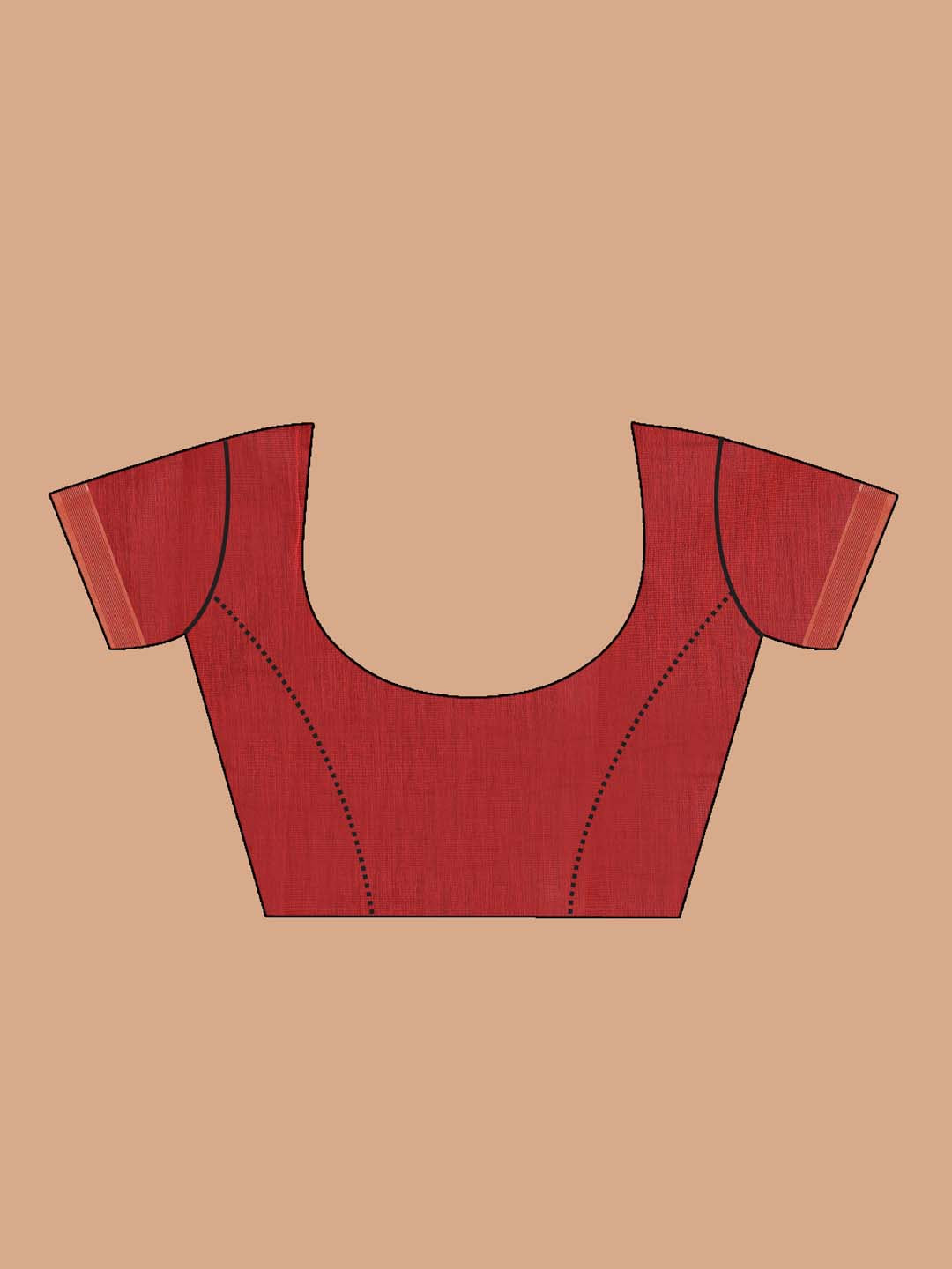 Indethnic Printed Cotton Blend Saree in Maroon - Blouse Piece View