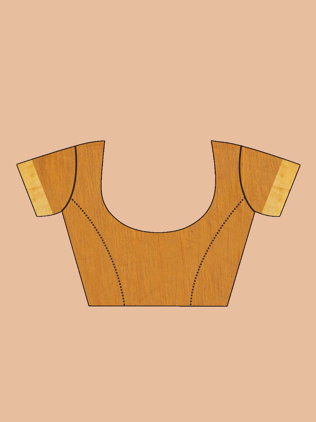 Indethnic Printed Cotton Blend Saree in Mustard - Blouse Piece View