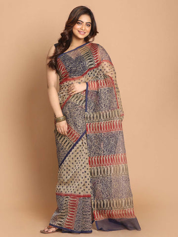 NAVY SERENITY (NET COTTON BLEND SAREE)