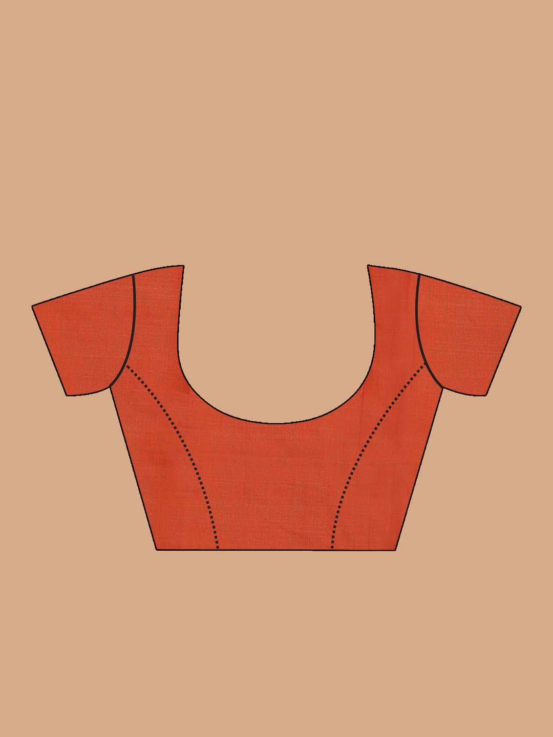 Indethnic Printed Cotton Blend Saree in Rust - Blouse Piece View