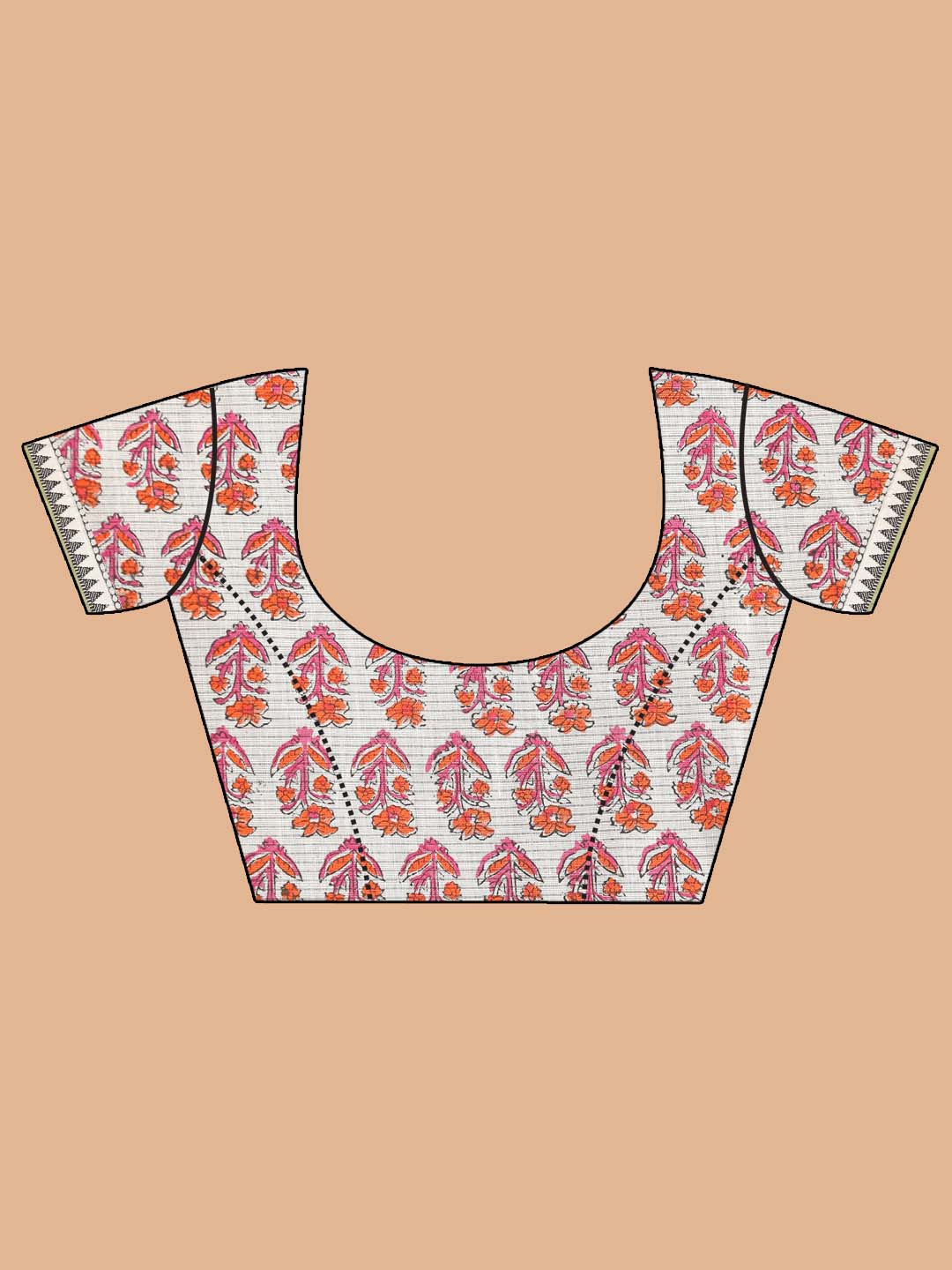 Indethnic Printed Pure Cotton Saree in Maroon - Blouse Piece View