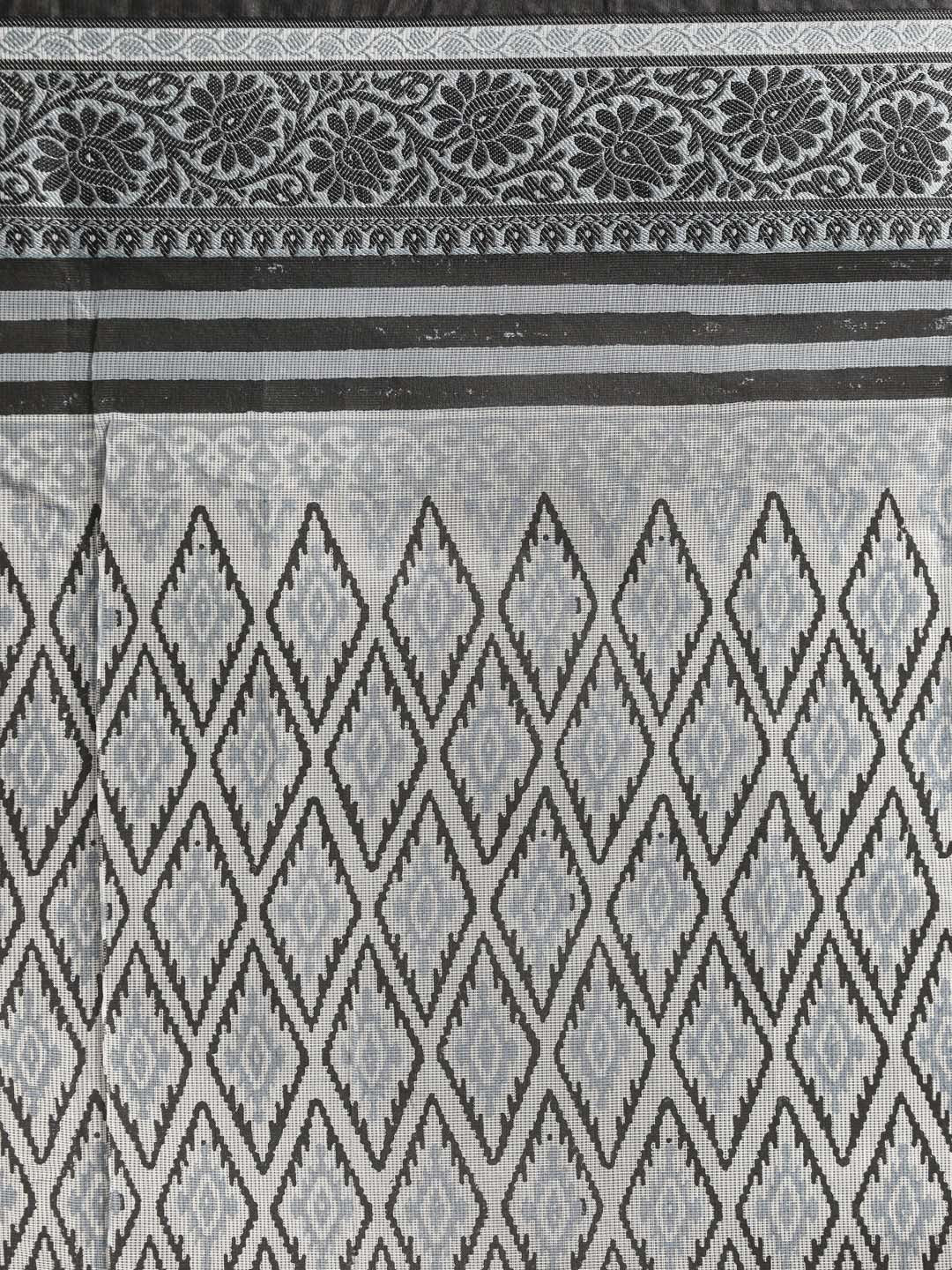 Indethnic Printed Super Net Saree in Black - Saree Detail View