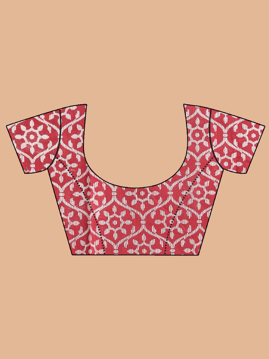 Indethnic Printed Super Net Saree in Blue - Blouse Piece View