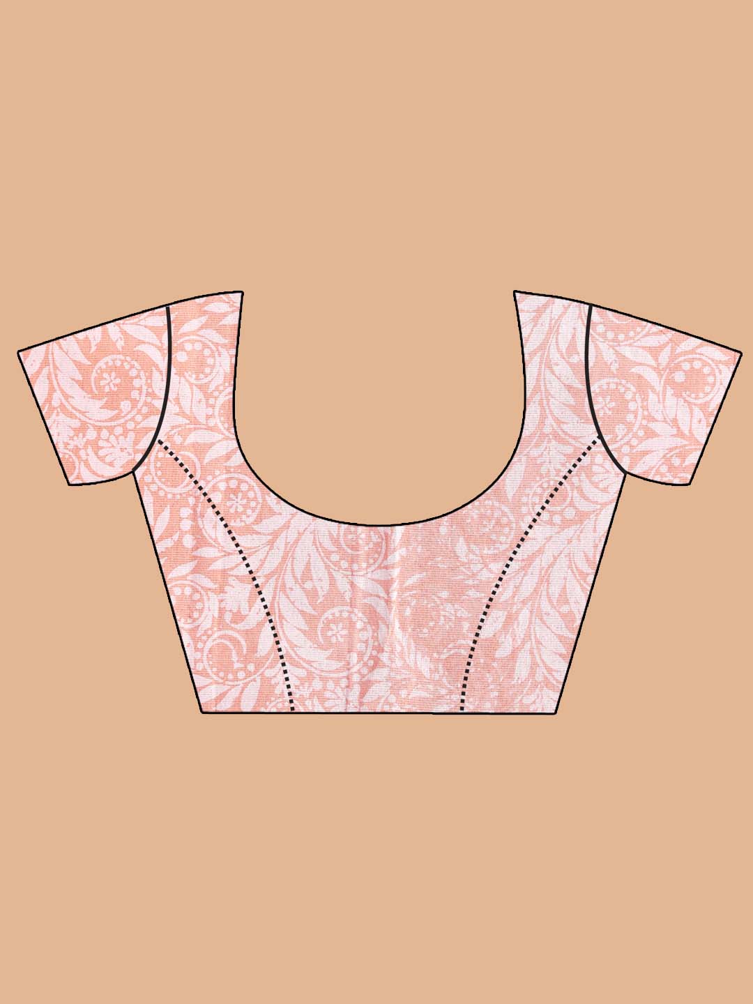 Indethnic Printed Super Net Saree in Lavender - Blouse Piece View