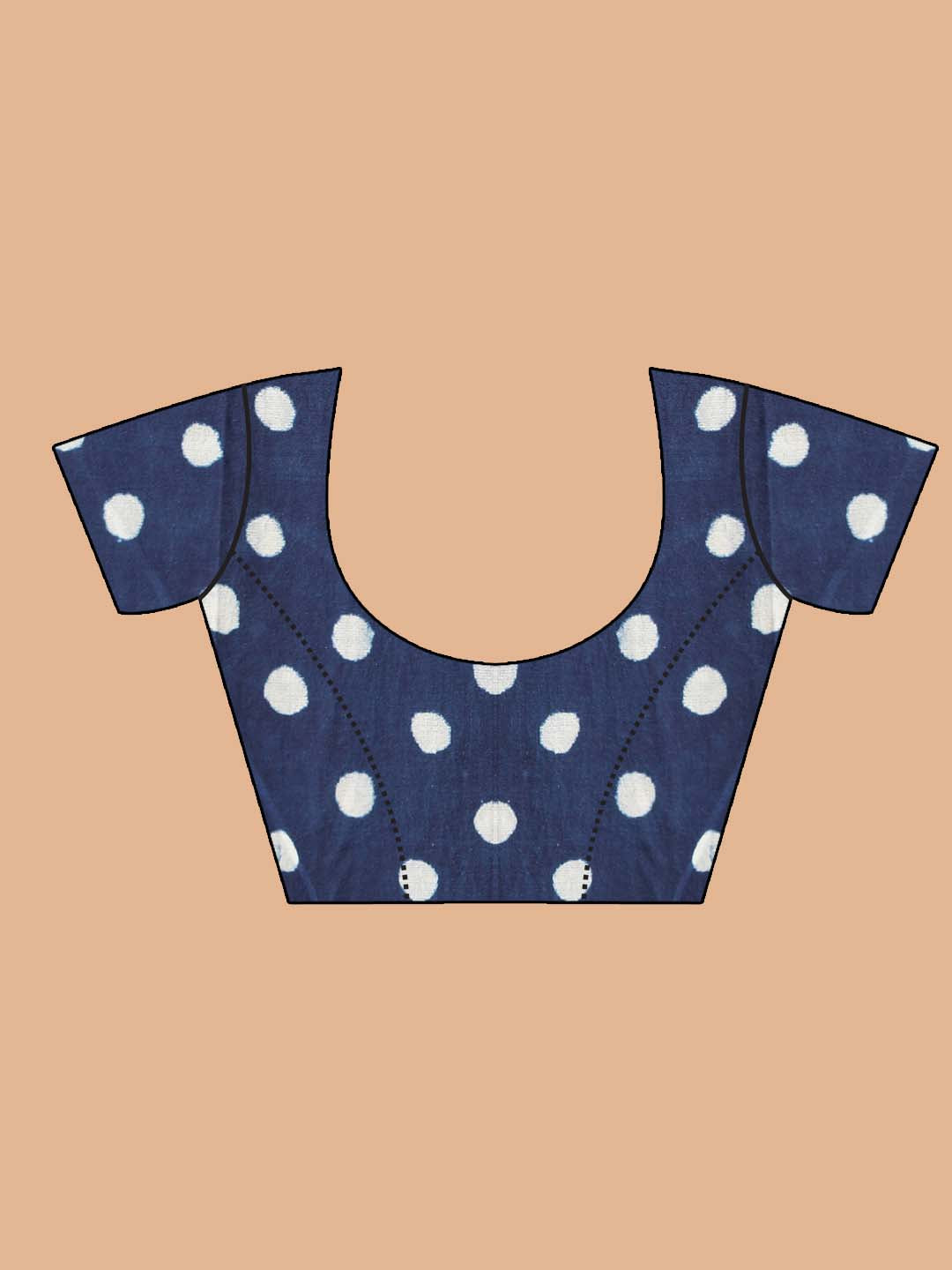 Indethnic Printed Super Net Saree in Magenta - Blouse Piece View