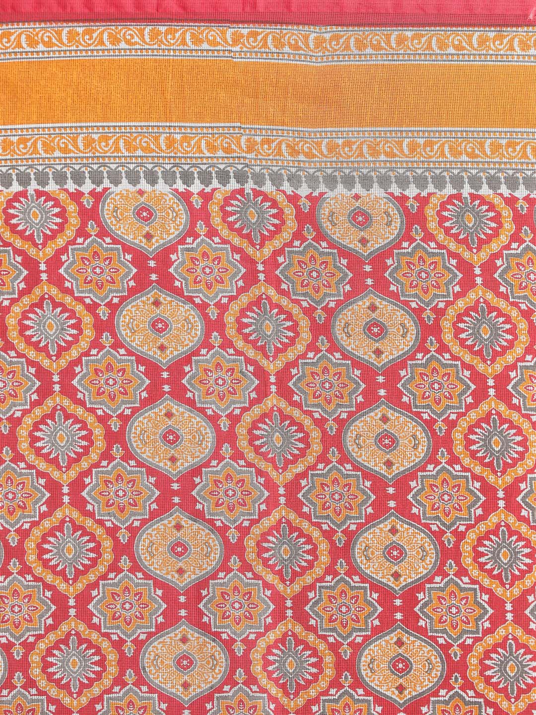 Indethnic Printed Super Net Saree in Maroon - Saree Detail View