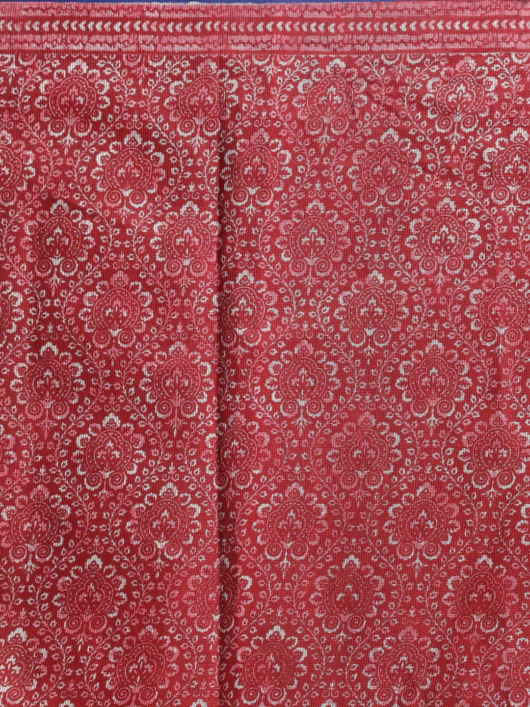 Indethnic Printed Super Net Saree in Maroon - Saree Detail View