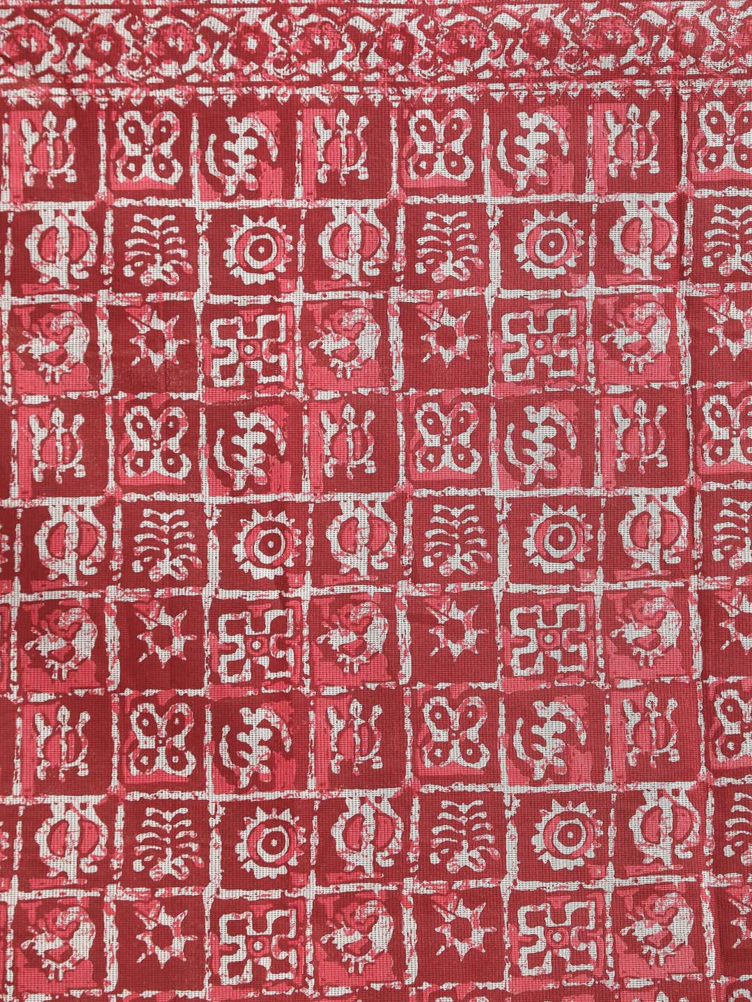 Indethnic Printed Super Net Saree in Maroon - Saree Detail View