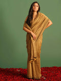 Indethnic Beige Cotton Blend Solid Design Sarees - View 1