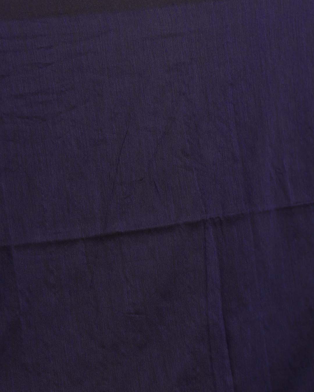 Indethnic Blue Cotton Blend Solid Design Sarees - Saree Detail View