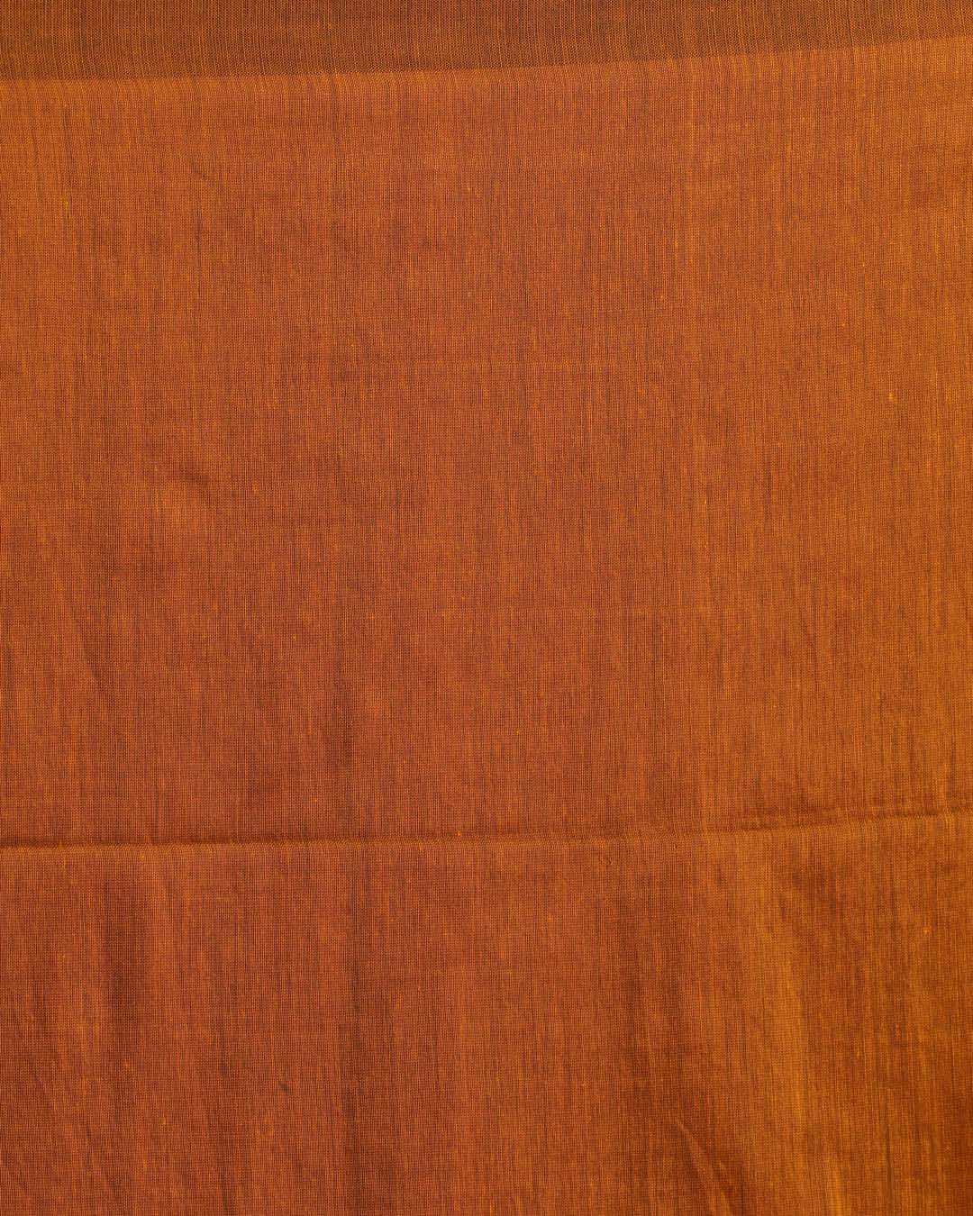 Indethnic Orange Cotton Blend Solid Design Sarees - Saree Detail View