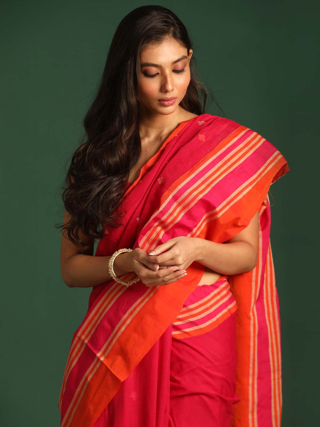 Indethnic Red Pure Cotton Ethnic Motifs Design Jamdani - View 3