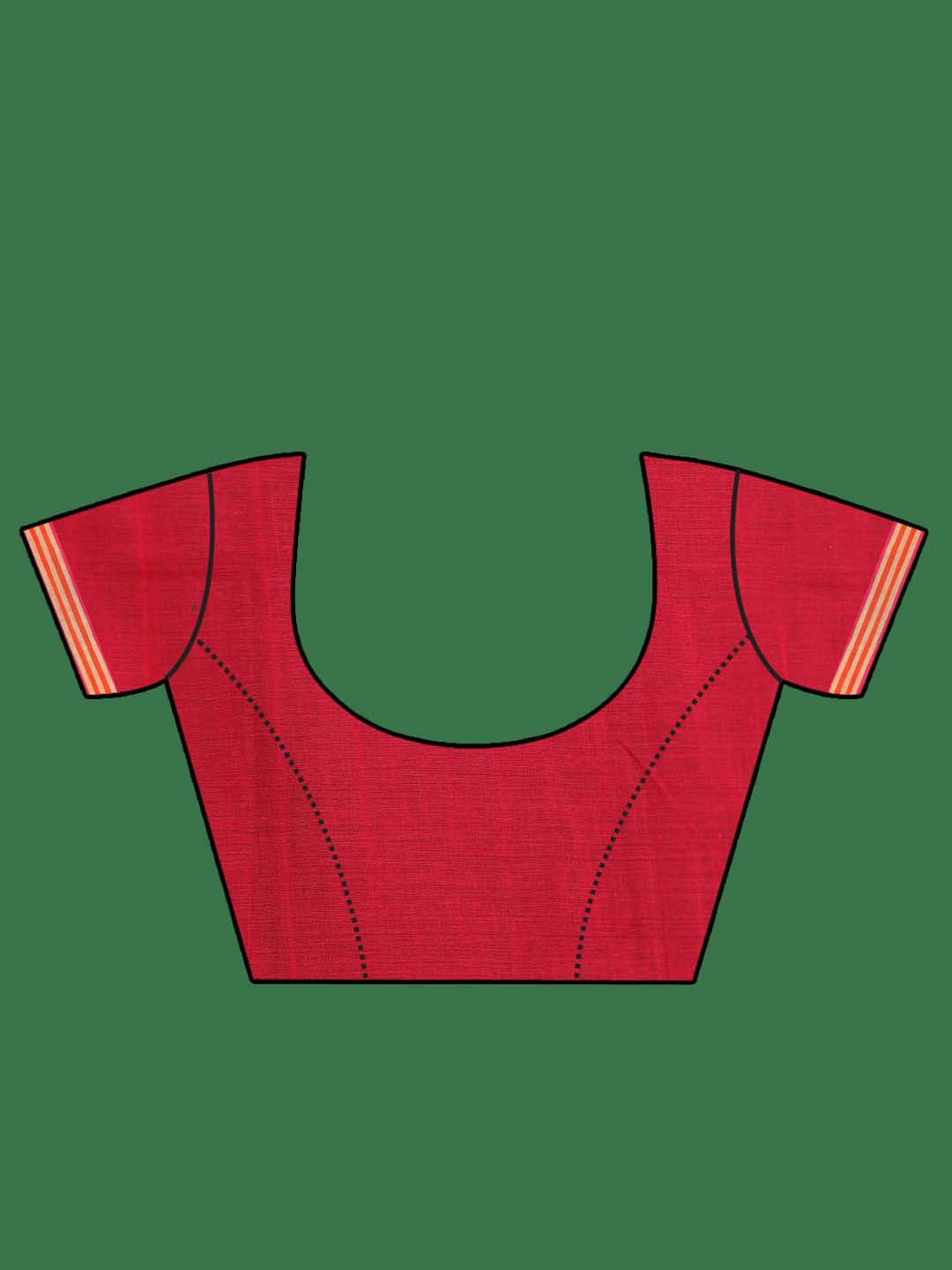 Indethnic Red Pure Cotton Ethnic Motifs Design Jamdani - Blouse Piece View