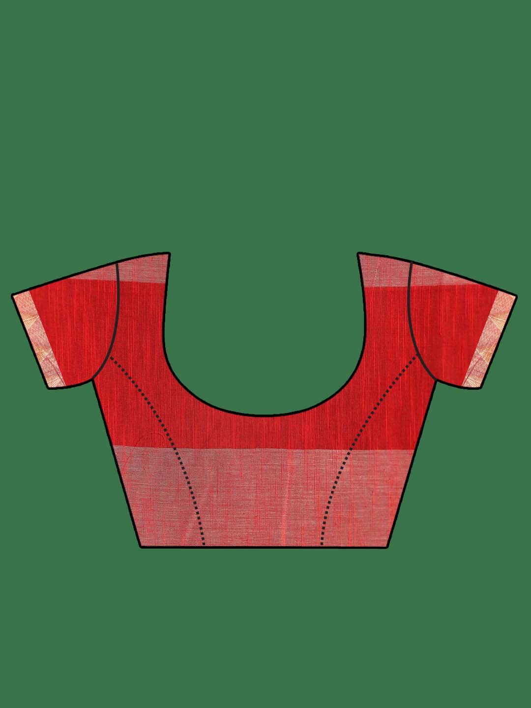 Indethnic Red Pure Cotton Checked Design Jamdani - Blouse Piece View