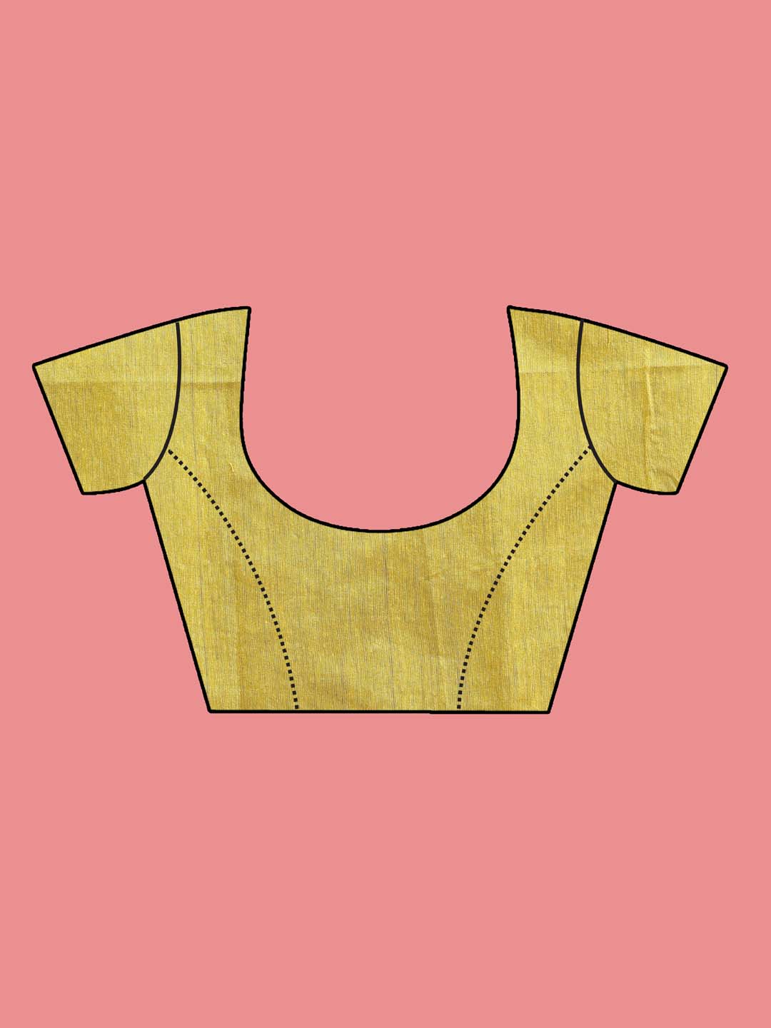 Indethnic Red amd Olive Solid Colour Blocked Saree with Tassles - Blouse Piece View