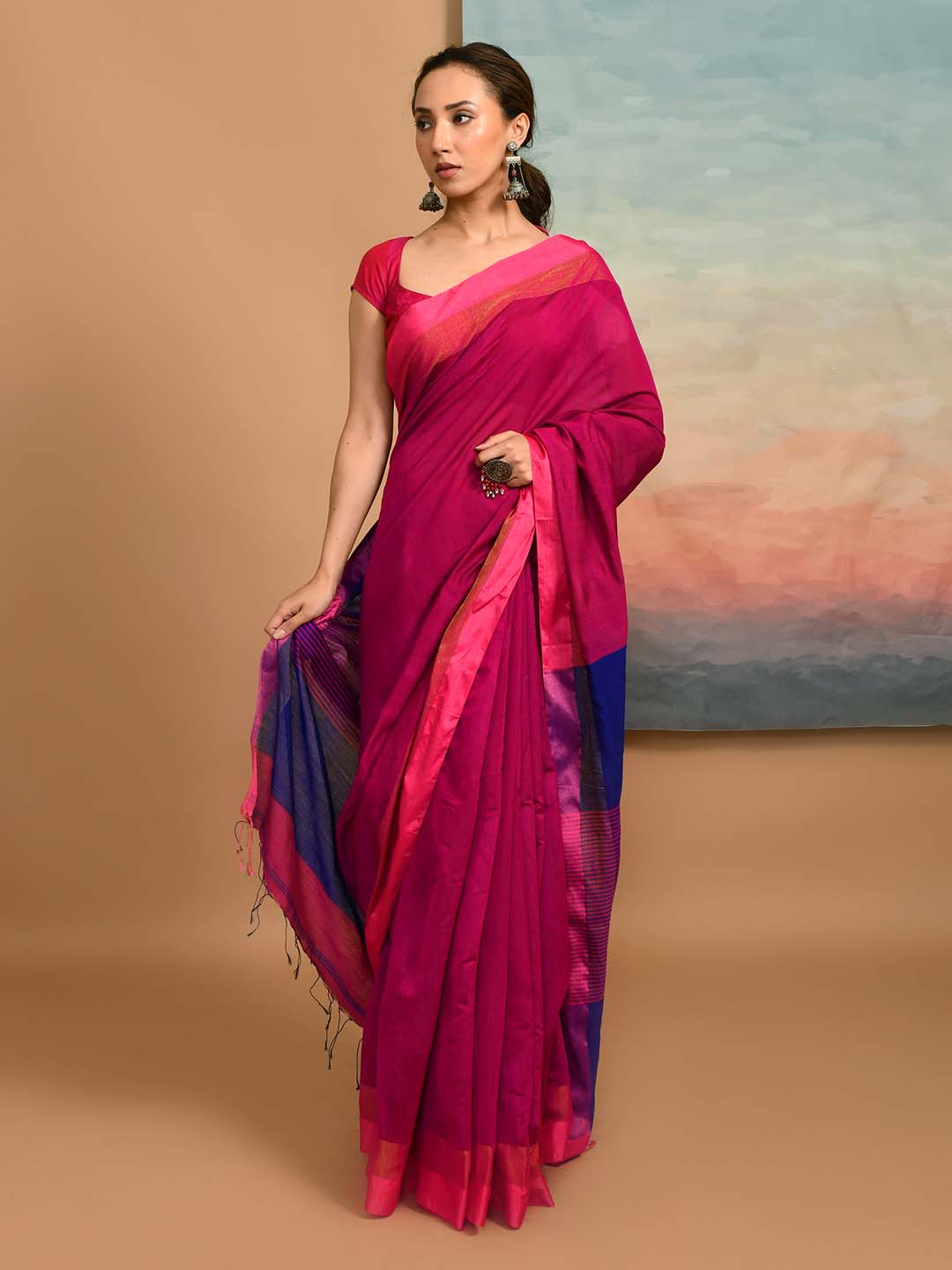 VIVID HARMONY (BENGAL HANDLOOM COTTON BLEND SAREE)